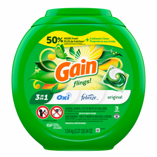 Gain Flings Original Scent Laundry Detergent Pods Perspective: back