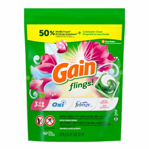 Gain Flings Spring Daydream Liquid Laundry Detergent Soap Pacs Perspective: back