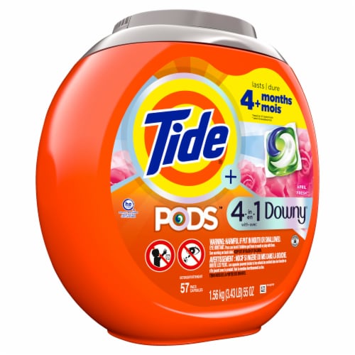 Tide PODS Plus Downy April Fresh Liquid Laundry Detergent Pacs Perspective: back