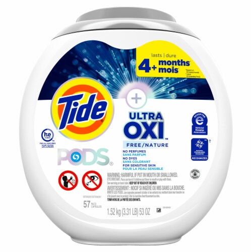 Tide PODS Ultra Oxi Free Liquid Laundry Detergent Pacs Perspective: back