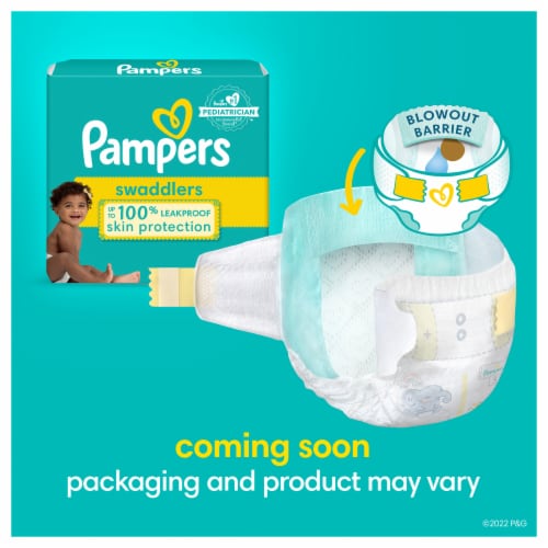 Pampers Swaddlers 100% Leakproof Skin Protection Diapers Size 8 (46 + lb) Perspective: back