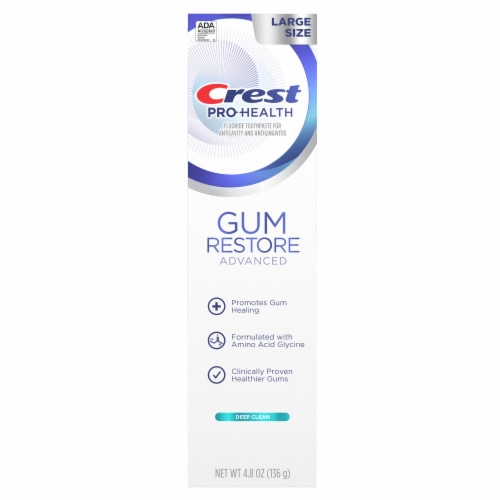 Crest Pro-Health Advanced Gum Restore Deep Clean Toothpaste Antibacterial Flouride Enamel Protection Perspective: back