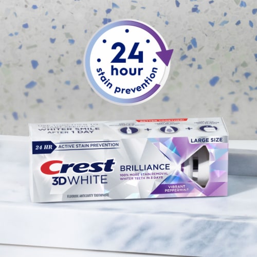 Crest 3D White Brilliance Vibrant Peppermint Whitening Toothpaste Perspective: back