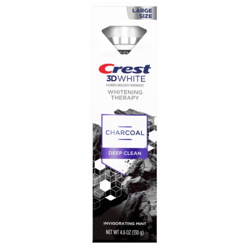 Crest 3D White Whitening Therapy Charcoal Deep Clean Mint, Anti Cavity Fluoride, Strengthens Enamel Perspective: back