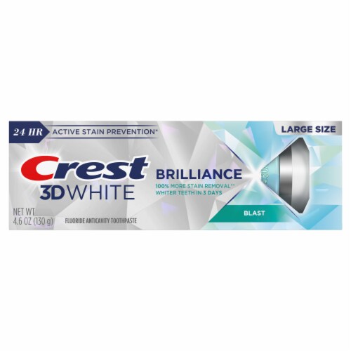 Crest 3D White Brilliance Blast Teeth Whitening Toothpaste Anticavity Fluoride Perspective: back