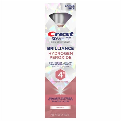 Crest 3D White Brilliance Hydrogen Peroxide Teeth Whitening Anti cavity Fluoride Toothpaste Perspective: back