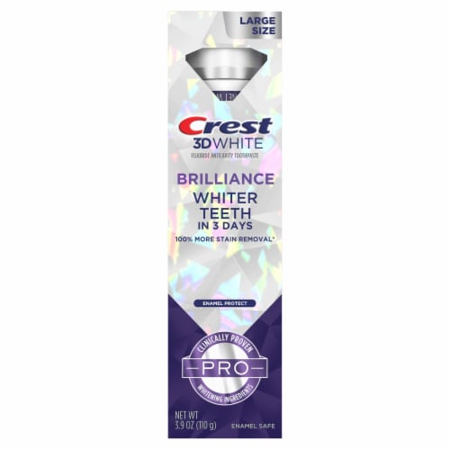 Crest 3D White Brilliance Pro Enamel Protect Teeth Whitening Anticavity Fluoride Toothpaste Perspective: back