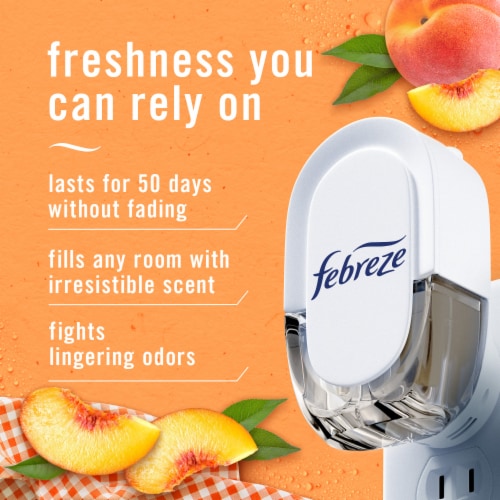 Febreze Plug In Air Freshener Odor-Fighting Scented Oil Refill Georgia Peach Orchard Perspective: back
