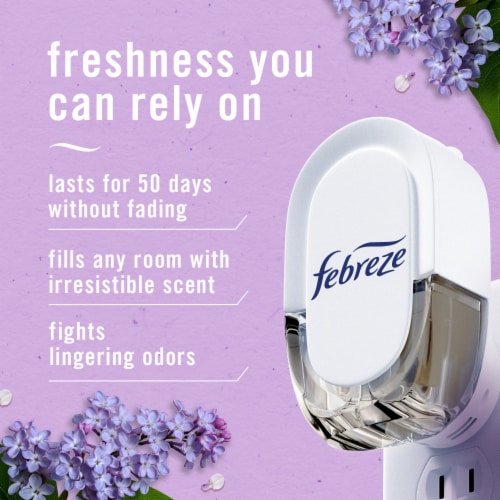 Febreze Plug Odor-Fighting Air Freshener Oil Dual Refill Southern Lilac Mornings Perspective: back