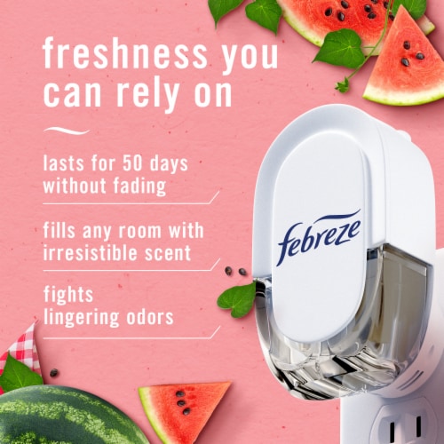 Febreze Plug Air Freshener Odor-Fighting Scented Oil Dual Refill Sweet Watermelon Vine Perspective: back