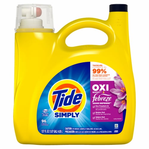 Tide Simply Sunny Breeze Scent Oxi Boost + Febreze Odor Defense Liquid Laundry Detergent Perspective: back