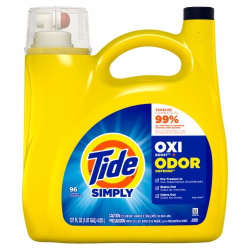 Tide Simply Oxi Boost + Odor Defense, Tough on Stains and Odors, Fresh Linen Scent Perspective: back