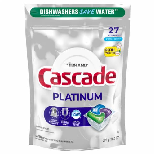 Cascade Platinum ActionPacs Fresh Scent Dishwasher Detergent Pods Perspective: back