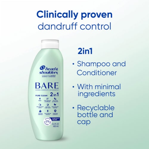 Head & Shoulders BARE Pure Clean 2in1 Dandruff Shampoo and Conditioner Anti-Dandruff Treatment Perspective: back