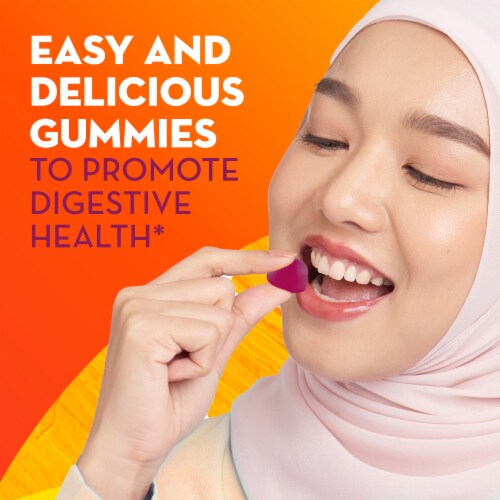 Metamucil Fiber + Probiotics No Sugar Added Strawberry Kiwi Blackberry Gummies Perspective: back