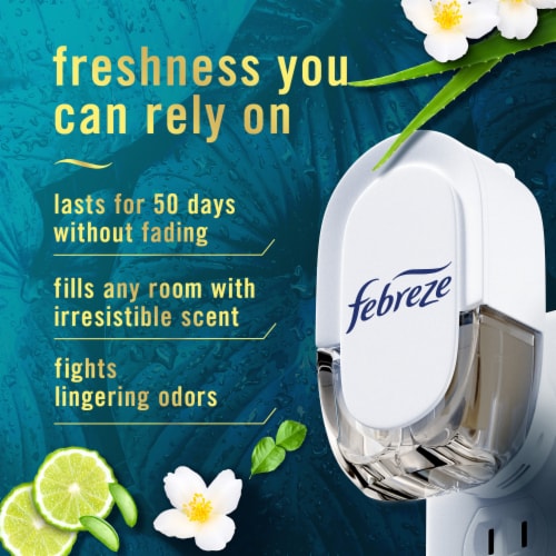 Febreze Plug Odor-Fighting Scented Oil Air Freshener Dual Refill Rainforest Perspective: back