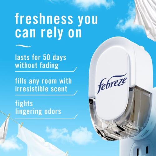 Febreze Plug Odor-Fighting Scented Oil Air Freshener Refill Vanilla Suede Scent Perspective: back