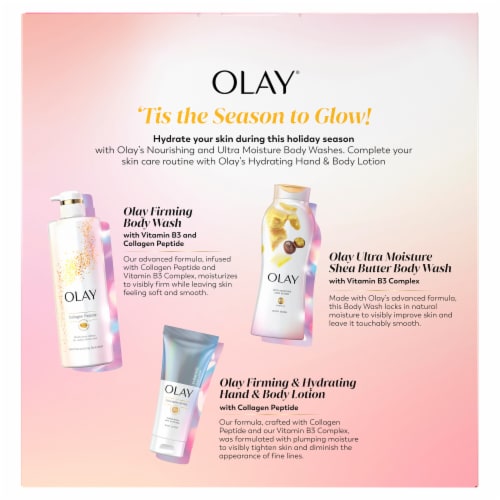 Olay Glow Holiday Gift Set with 2 Body Washes and Hand and Body Lotion Perspective: back