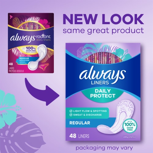 Always Daily Protect Liners Regular Unscented Perspective: back