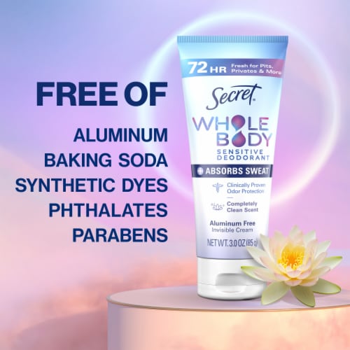 Secret Whole Body Aluminum-Free Dry Feel Cream +Absorbs Sweat, Deodorant Stick for Women Perspective: back