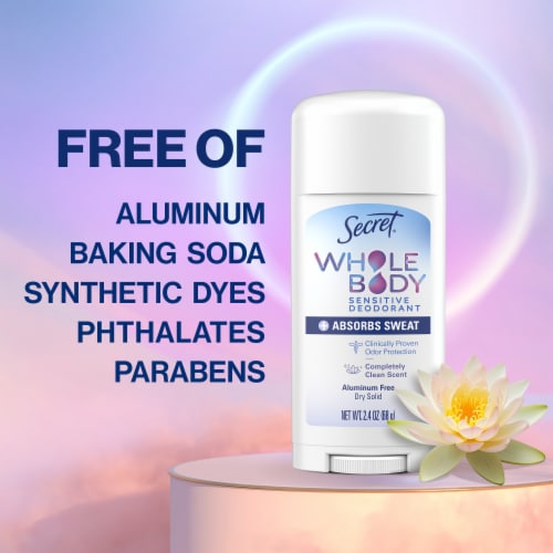 Secret Whole Body Aluminum-Free Dry Feel Stick +Absorbs Sweat, Deodorant Stick for Women Perspective: back