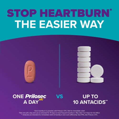 Prilosec OTC Delayed Release 20mg Acid Reducer Heartburn Relief for 24 Hours, Wildberry Flavor Perspective: back