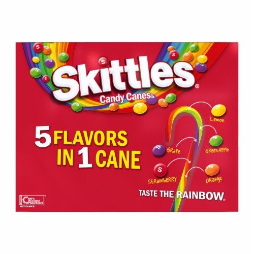 Skittles® Assorted Candy Canes Holiday Candy Box Perspective: back