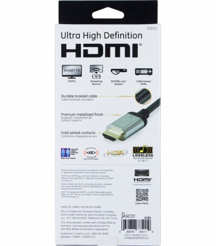 GE Ultra Pro Premium HDMI Cable - Black/Silver Perspective: back