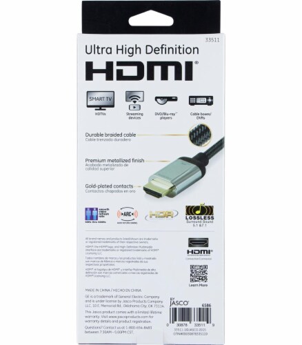 GE Ultra Pro Premium HDMI Cable - Black/Silver Perspective: back