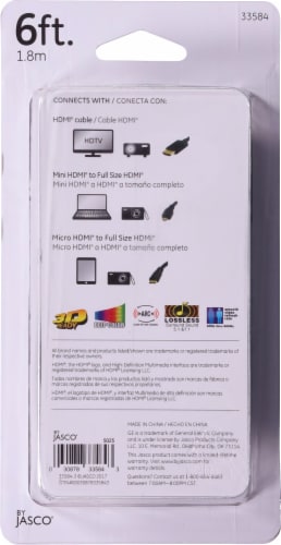 GE Universal HDMI Cable Kit - Black Perspective: back
