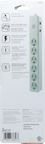 GE 6-Outlet Surge Protector - White Perspective: back