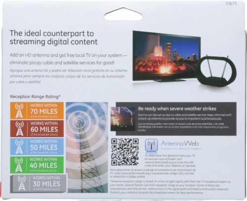 GE Indoor TV Antenna - Black Perspective: back