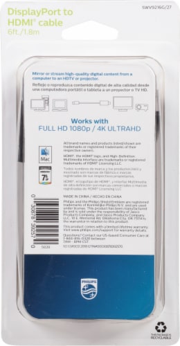 Philips Male Display Port to HDMI® Cable Perspective: back