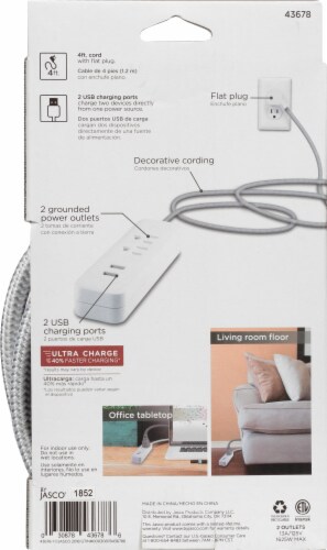 Jasco Cordinate White USB Charging Extension Cord Perspective: back