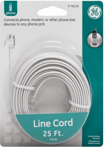 GE Telephone Line Cord - White Perspective: back