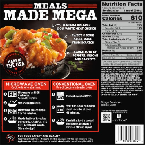 Banquet® MEGA Bowls Sweet & Sour Chicken Frozen Meal Perspective: back