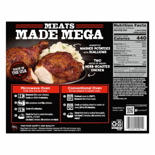 Cowboy Chicken With Homestyle Mashed Potatoes Frozen Meal Perspective: back
