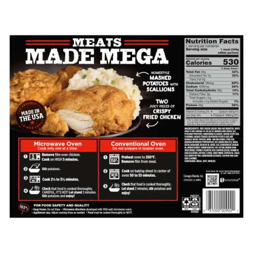 Banquet Mega Meats Original Crispy Chicken With Homestyle Mashed Potatoes Frozen Meal Perspective: back