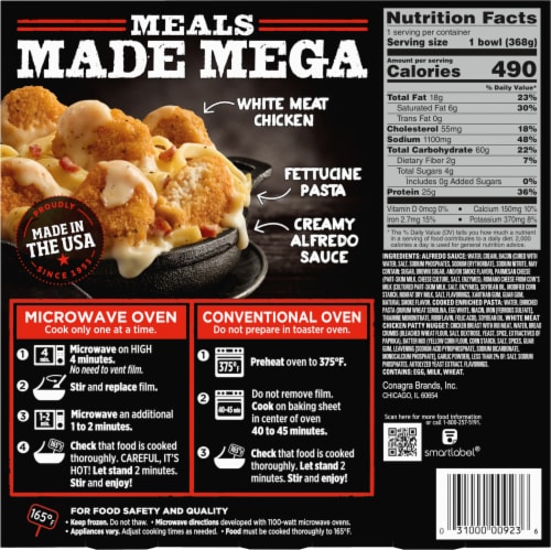 Banquet® Mega Bowls Chicken Bacon Alfredo Frozen Meal Perspective: back