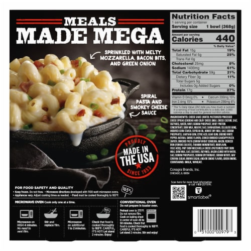 Banquet Mega Bowls Bacon Mac And Cheese Frozen Meal Perspective: back