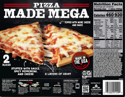 Banquet Mega Pizza Double Stuffed Pepperoni Frozen Pizza Slices Perspective: back