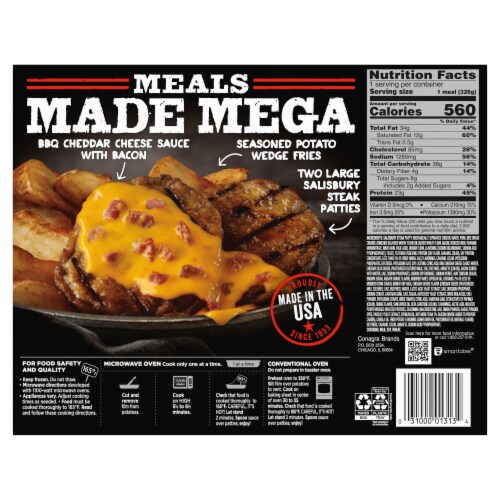Banquet Mega Meal Bacon Cheddar Patty Frozen Meal Perspective: back