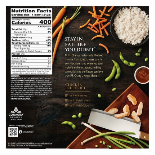 P.F. Chang's® Home Menu Chicken Fried Rice Frozen Meal Perspective: back