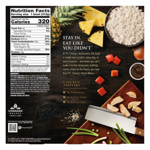 P.F. Chang's Home Menu Chicken Teriyaki Bowl Frozen Meal Perspective: back