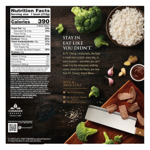 P.F. Chang's Home Menu Beef And Broccoli Bowl Frozen Meal Perspective: back