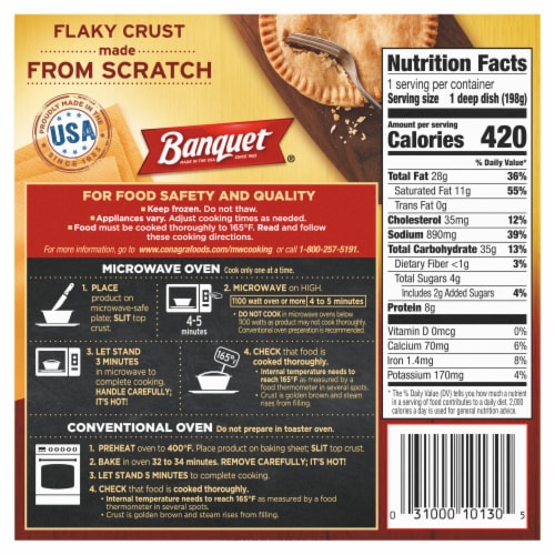 Banquet Sausage And Gravy Deep Dish Pot Pie Frozen Meal Perspective: back
