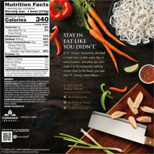 PF Chang's Home Menu Chicken Pad Thai Perspective: back