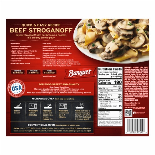 Banquet Family Size Salisbury Steaks And Brown Gravy Frozen Meal Perspective: back