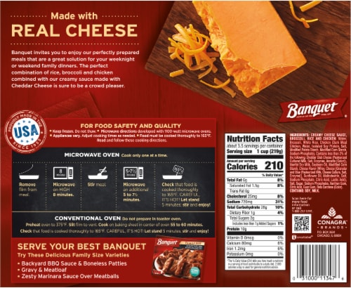 Banquet® Family Size Creamy Sauce with Broccoli and Chicken Over Rice Frozen Meal Perspective: back