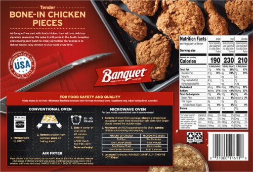 Banquet Frozen Fully Cooked Crispy Fried Chicken Assorted Pieces Perspective: back